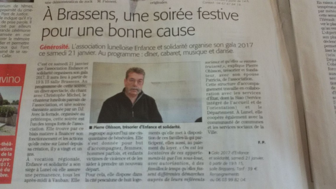 Enfance et solidarité-Gala 2017- Midi libre