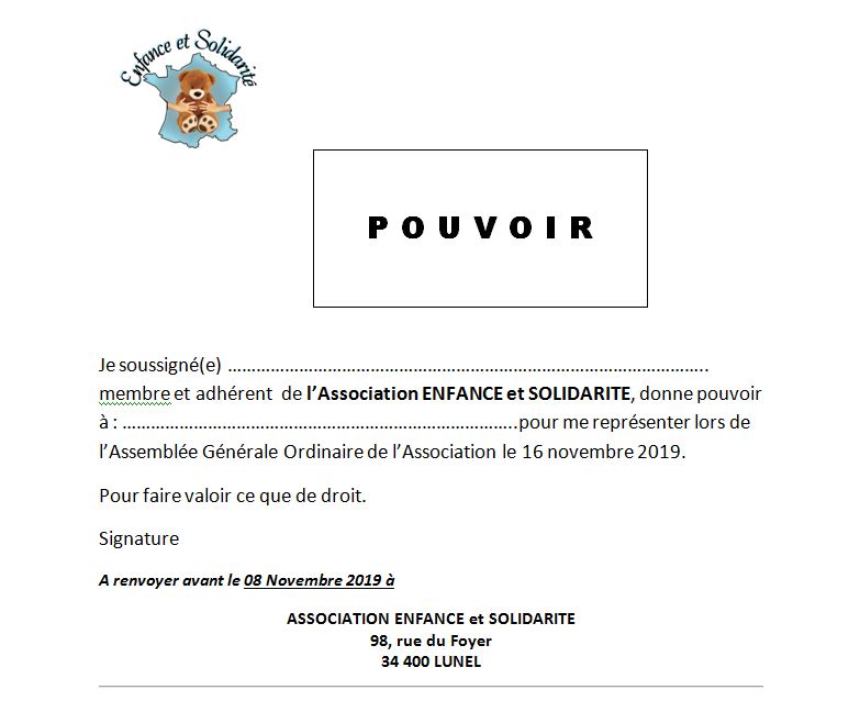 bon pouvoir AG 2019